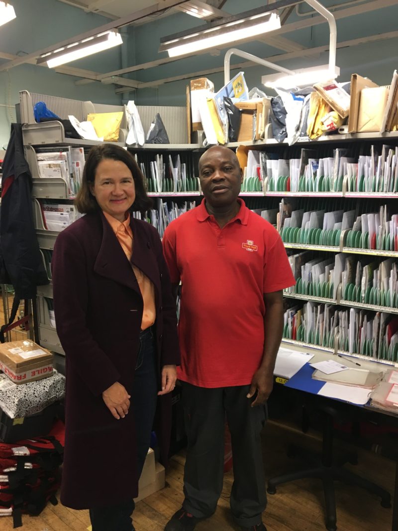 Catherine West MP visiting the Delivery Office in Muswell Hill