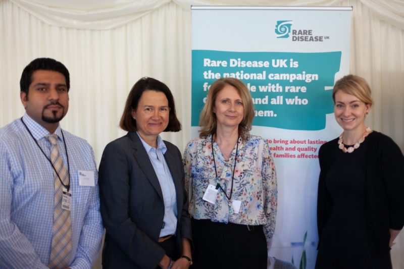 From left to right: Mishal Dattani, patient affected by a rare liver condition; Catherine West MP; Dr Jayne Spink, CEO of Genetic Alliance UK, Chair of Rare Disease UK; and Baroness Nicola Blackwood.