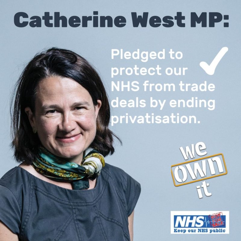 Catherine West MP supporting Keep Our NHS Public