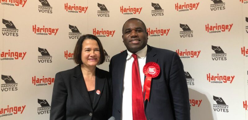 Catherine West MP and David Lammy MP at their re-election count