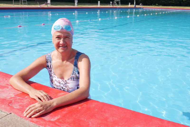 Catherine swimming at Park Road Lido