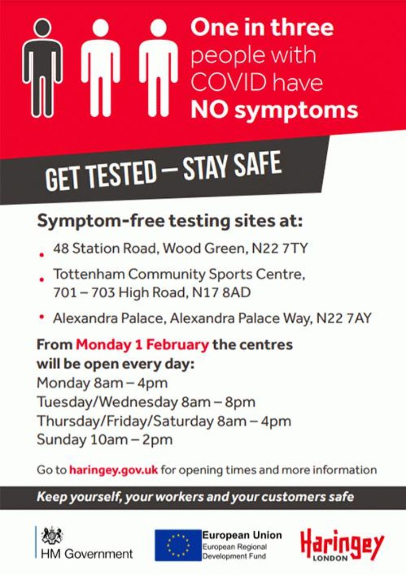 Local testing centres for non-symptomatic people