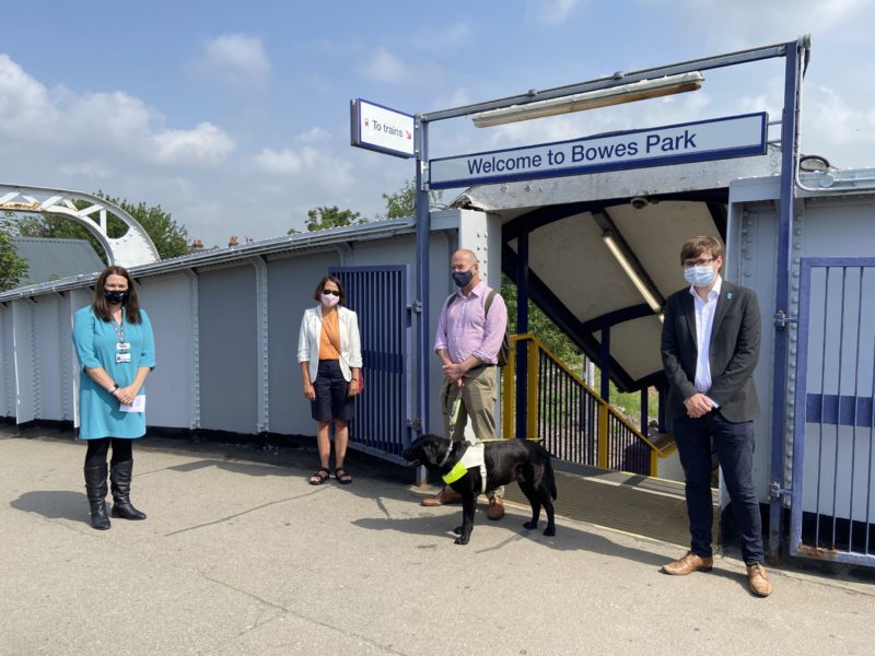 Visiting Bowes Park Station together with Guide Dogs for the Blind and Network Rail to discuss the importance of tactile platform edging for blind and visually impaired people.  I want to see it installed in all our local stations. 