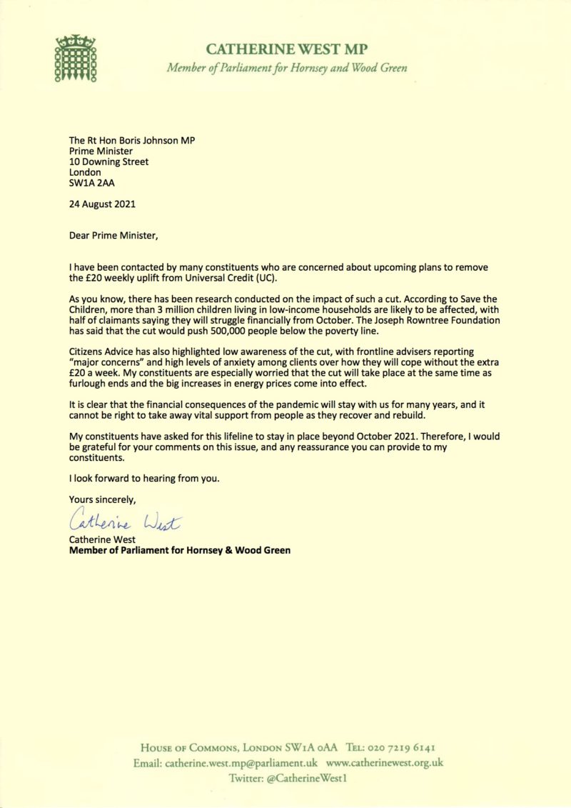 My letter to the Prime Minister