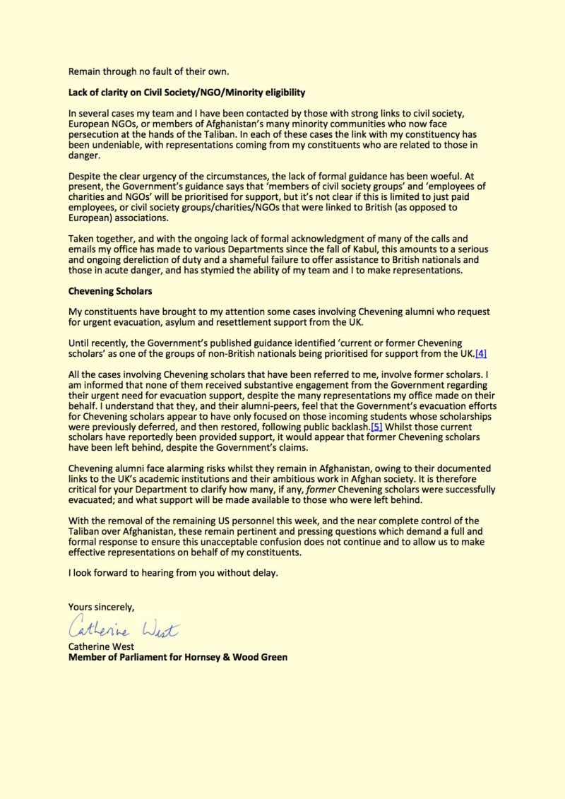 Catherine West MP letter to Foreign Secretary (page 3)