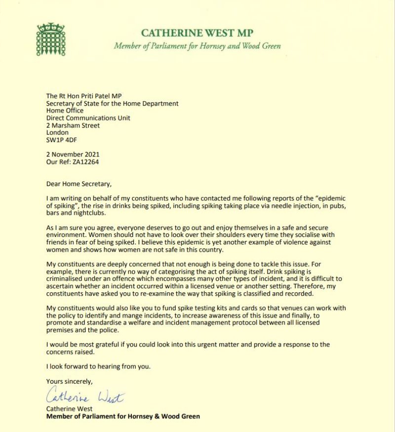 My letter to the Home Secretary