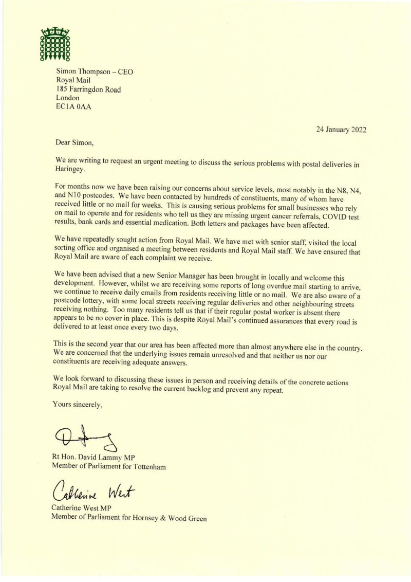 Our letter to CEO of Royal Mail