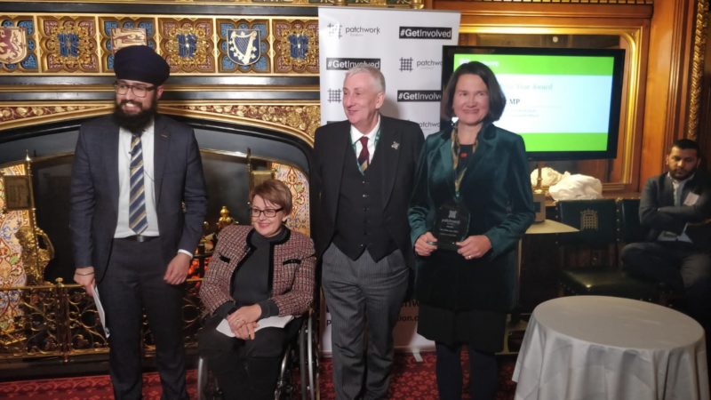 Catherine West MP collects her award at a ceremony hosted by the Speaker Sir Lindsay Hoyle in Speaker